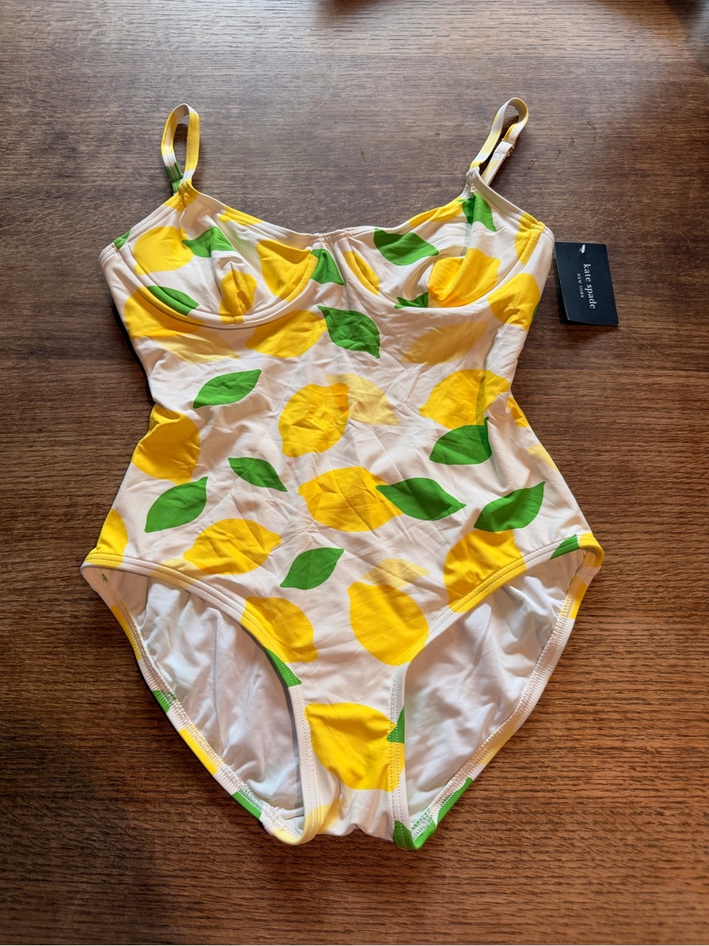 kate spade White One-Piece Swimsuit with Yellow Lemon & Green Leaf Print